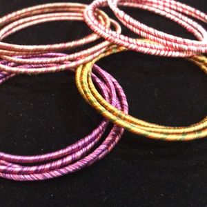 3/$15 ⭐️ Silk thread wrapped bangle bracelet lot